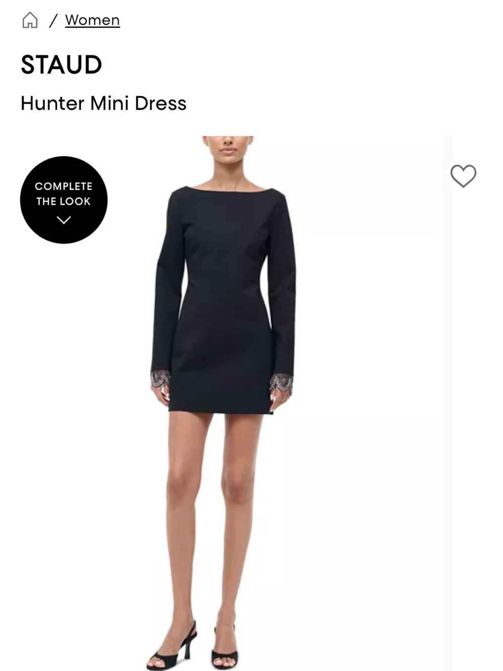 STAUD Black Mini Dress with Lace Cuff Detail